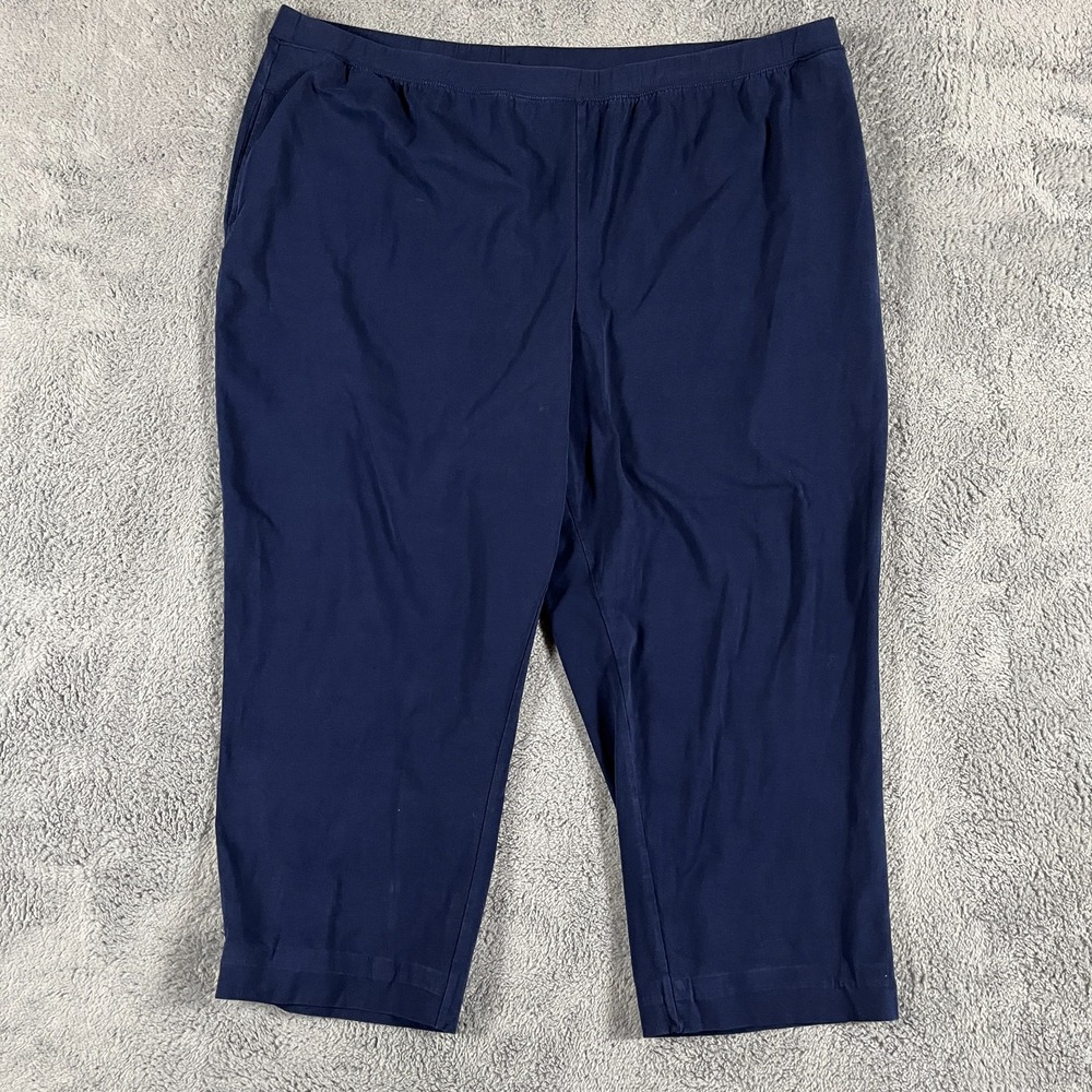 Catherines Capri Pants Womens Petite 3XWP Navy Blue Stretch Relaxed Fit Pull On